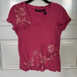 Pink floral embellished top